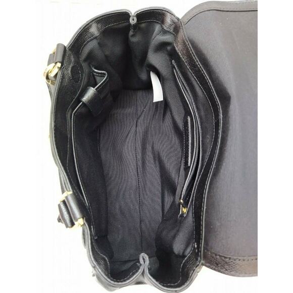 Talbots Black Leather Tassel 2 Ways Turnlock Closure Satchel Shoulder Bag - Picture 10 of 14
